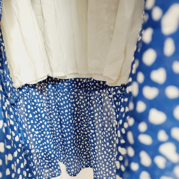 Moon River Women's Blue Dot Midi Tiered Dress sz XSmall - Picture 8 of 9